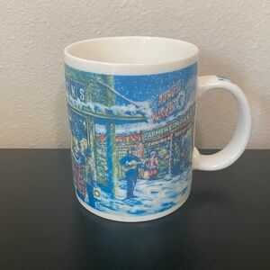 Starbucks Barista Vintage Christmas Holiday Market Scene Coffee Mug Pikes Place
